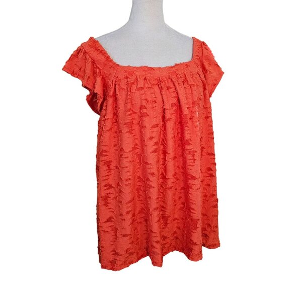NWT Lauren Conrad Orange Boho Ruffle T Back Tank Top sz OX - Picture 1 of 9